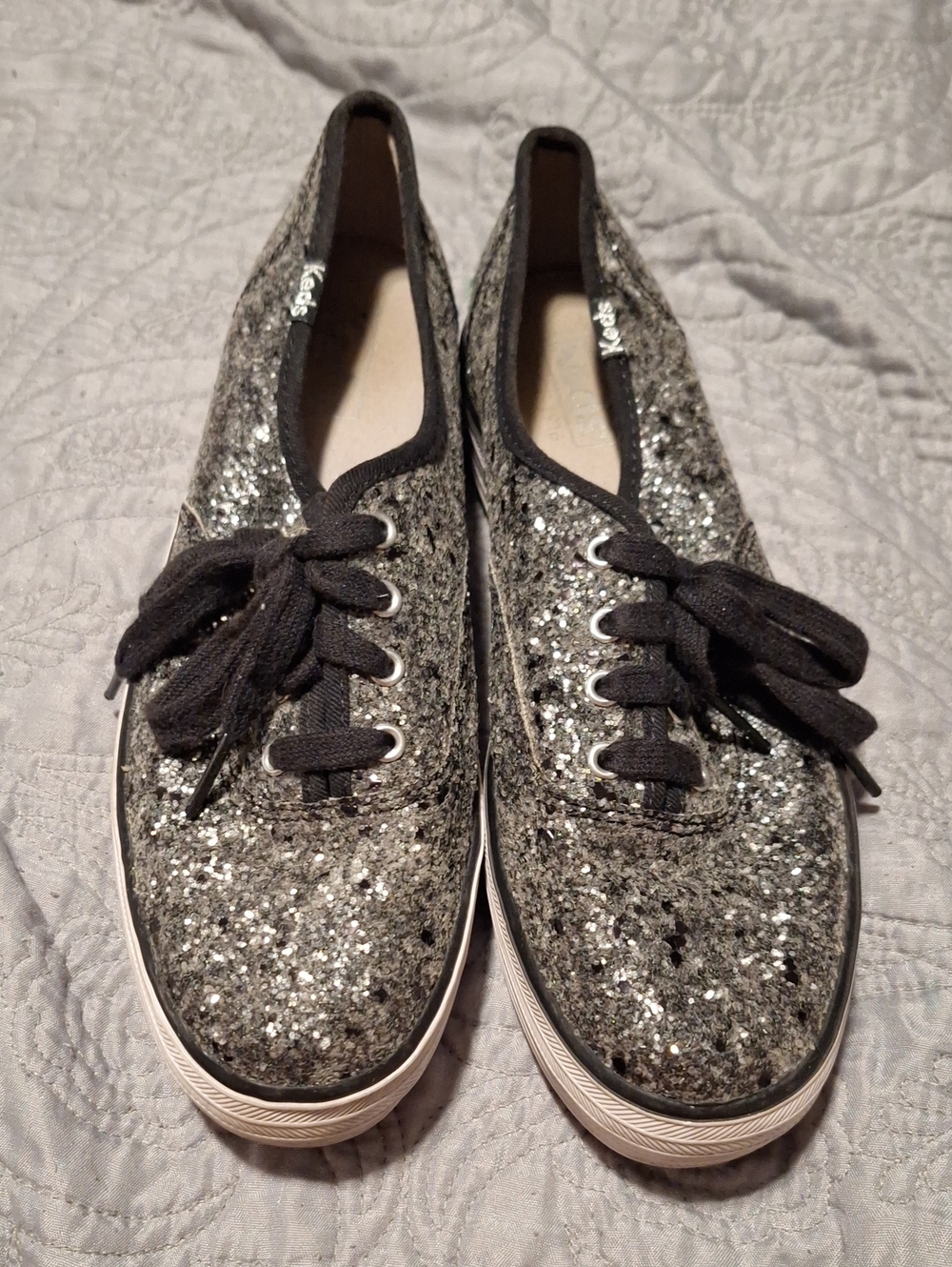 Keds Women's Silver Glitter Lace-Up Sneakers